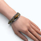Double Tiger Eye Charm w/ Golden Titanium Rutilated Quartz Bracelet