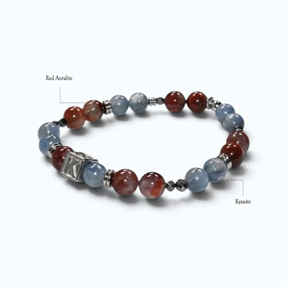 Letter K | Red Auralite  & Kyanite Bracelet