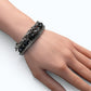 Silver Obsidian Charm w/ Blue Tiger Eye Bracelet