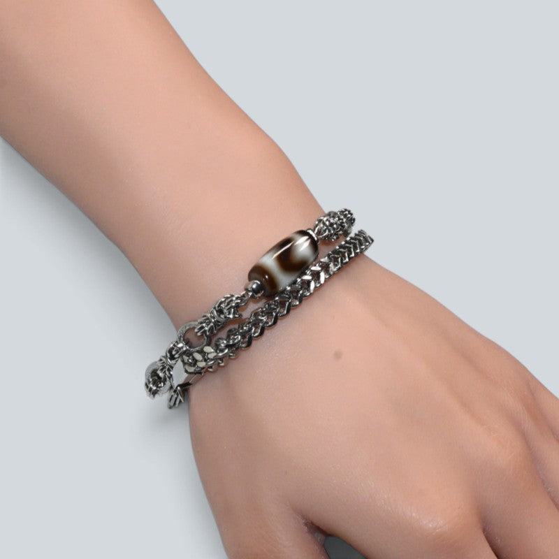 Tiger Tooth Dzi Bead Bracelet