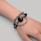 Agate Charm + Black Tourmaline w/ Herkimer Diamond Bangle