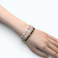 Rutilated Quartz Charm + Aquamarine+ Moonstone w/ Freshwater Pearl Dual- Loop Bracelet
