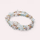 Rutilated Quartz Charm + Aquamarine+ Moonstone w/ Freshwater Pearl Dual- Loop Bracelet