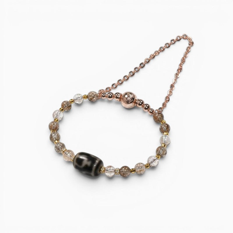 Nectar Dzi Bead w/ Blackgold Super Seven Quartz Bangle