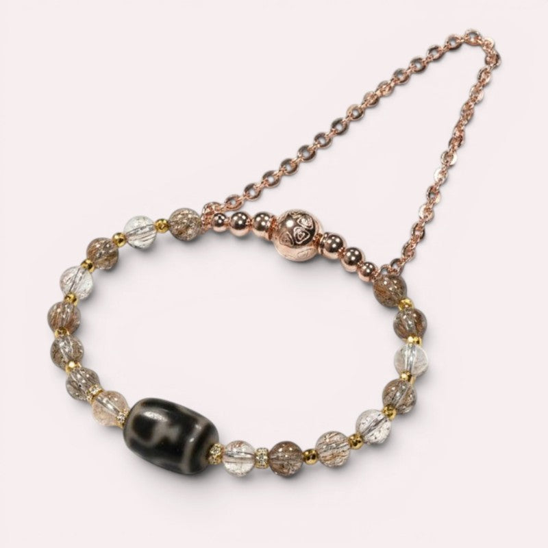 Nectar Dzi Bead w/ Blackgold Super Seven Quartz Bangle