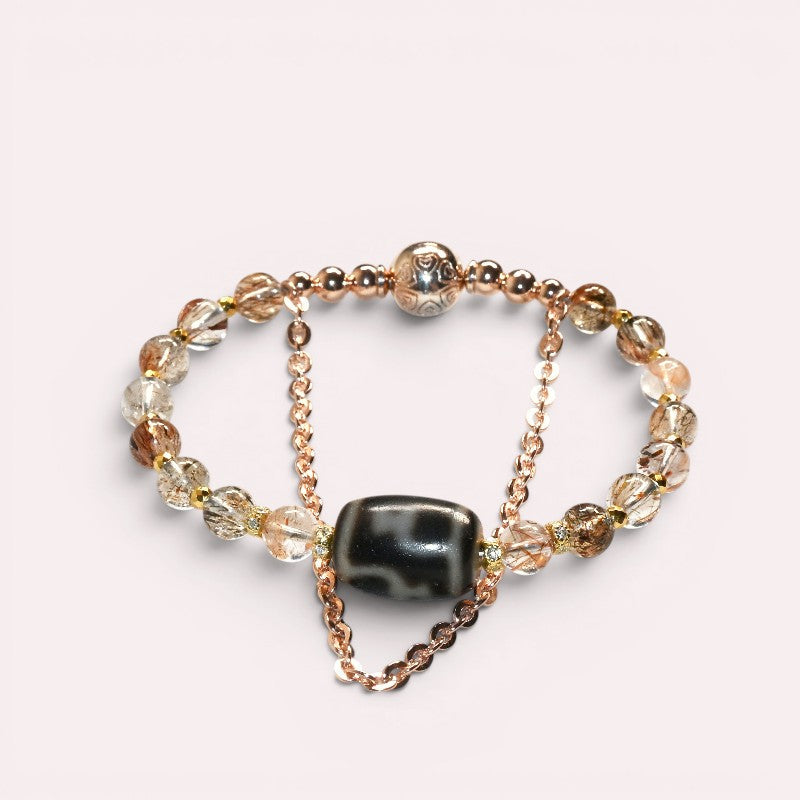 Nectar Dzi Bead w/ Blackgold Super Seven Quartz Bangle