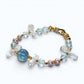 Aquamarine Charm +  Blue Topaz + Clear Quartz w/ Freshwater Pearl Bracelet