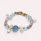 Aquamarine Charm +  Blue Topaz + Clear Quartz w/ Freshwater Pearl Bracelet