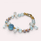 Aquamarine Charm +  Blue Topaz + Clear Quartz w/ Freshwater Pearl Bracelet