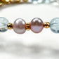 Aquamarine Charm +  Blue Topaz + Clear Quartz w/ Freshwater Pearl Bracelet