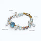 Aquamarine Charm +  Blue Topaz + Clear Quartz w/ Freshwater Pearl Bracelet