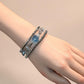Aquamarine Charm + Grey Moonstone w/ Blue Topaz Bracelet