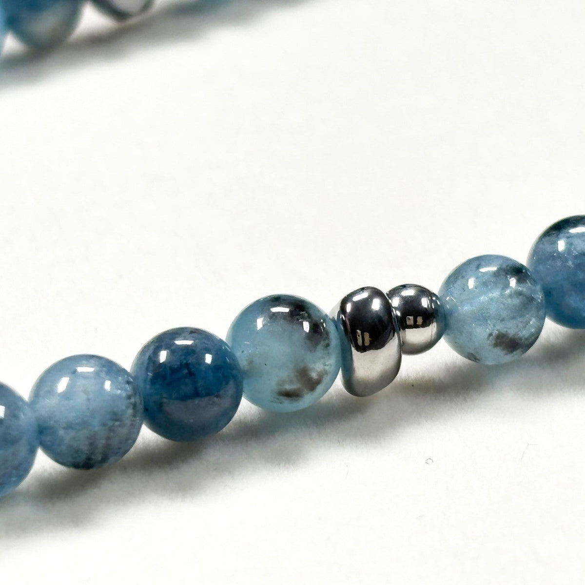 Black Sunstone w/ Devil Blue Aquamarine Dual -Loop Bracelet