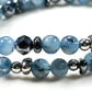 Black Sunstone w/ Devil Blue Aquamarine Dual -Loop Bracelet