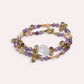 White Phantom Quartz Charm + Amethyst + Citrine w/ Freshwater Pearl Dual- Loop Bracelet