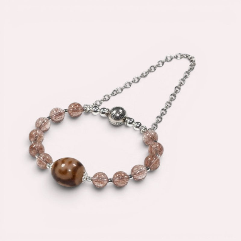 Garuda Dzi Bead w/ Red Rutilated Quartz Bangle