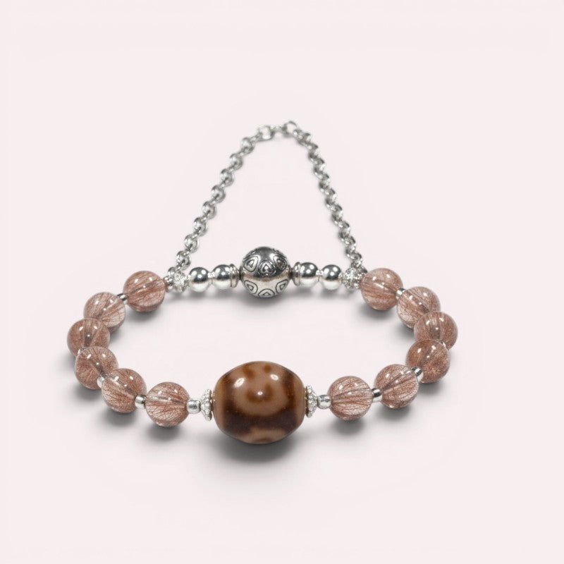 Garuda Dzi Bead w/ Red Rutilated Quartz Bangle