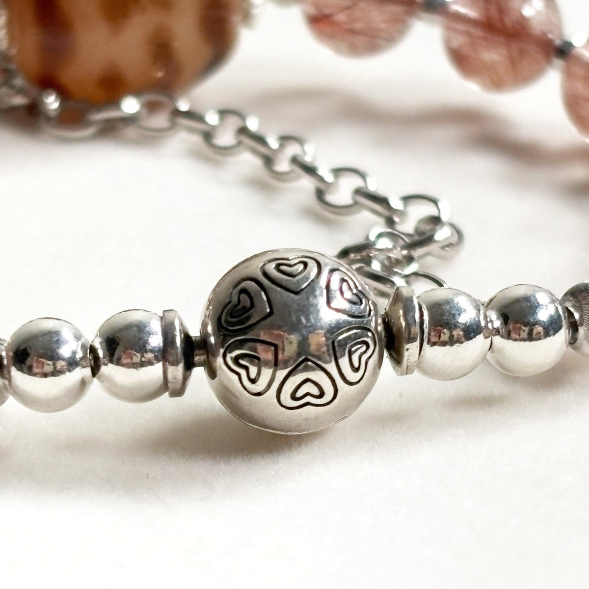 Garuda Dzi Bead w/ Red Rutilated Quartz Bangle