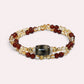 Tiger Tooth Dzi Bead + Garnet w/ Citrine Dual-Loop Bracelet