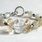 Rainbow Clear Quartz Charm +Green Moonstone Quartz  w/ Citrine Bracelet