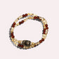 Tiger Tooth Dzi Bead + Garnet w/ Citrine Dual-Loop Bracelet