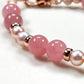 Rainbow Clear Quartz Charm +  Guava Quartz w/ Freshwater Pearl Bracelet