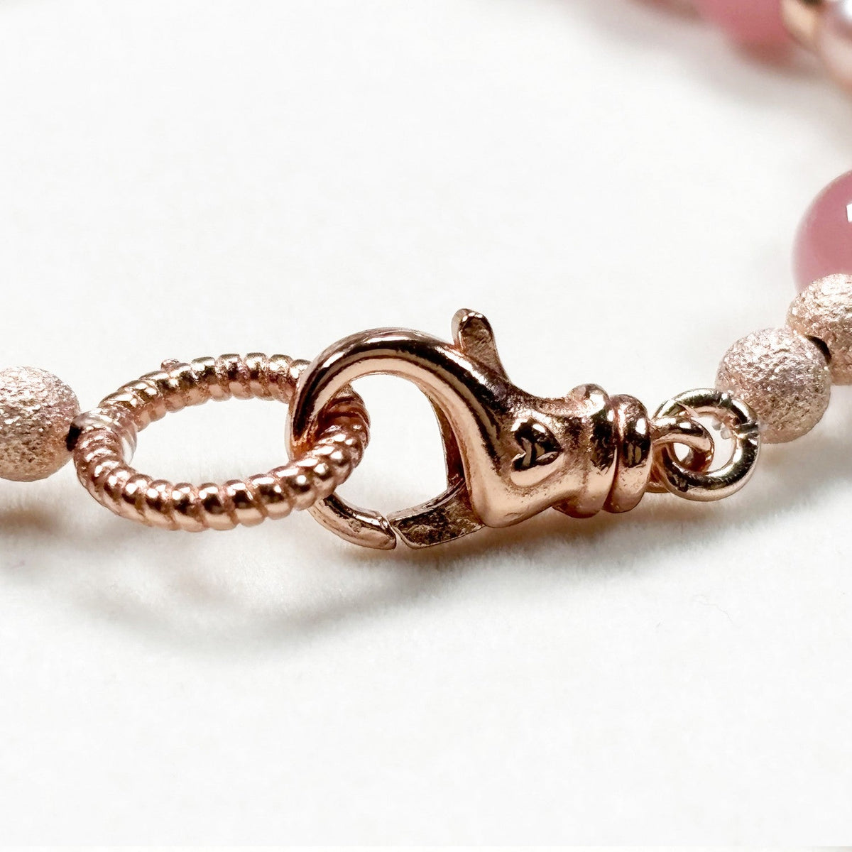 Rainbow Clear Quartz Charm +  Guava Quartz w/ Freshwater Pearl Bracelet