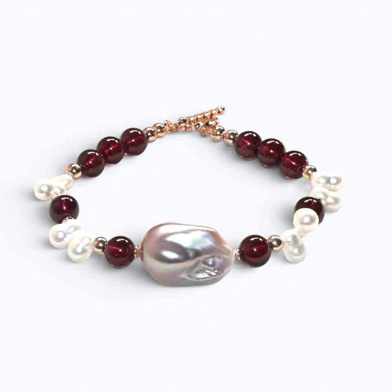 Freshwater Pearl w/ Purple Garnet Bracelet