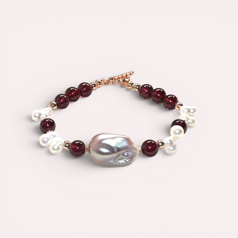 Freshwater Pearl w/ Purple Garnet Bracelet