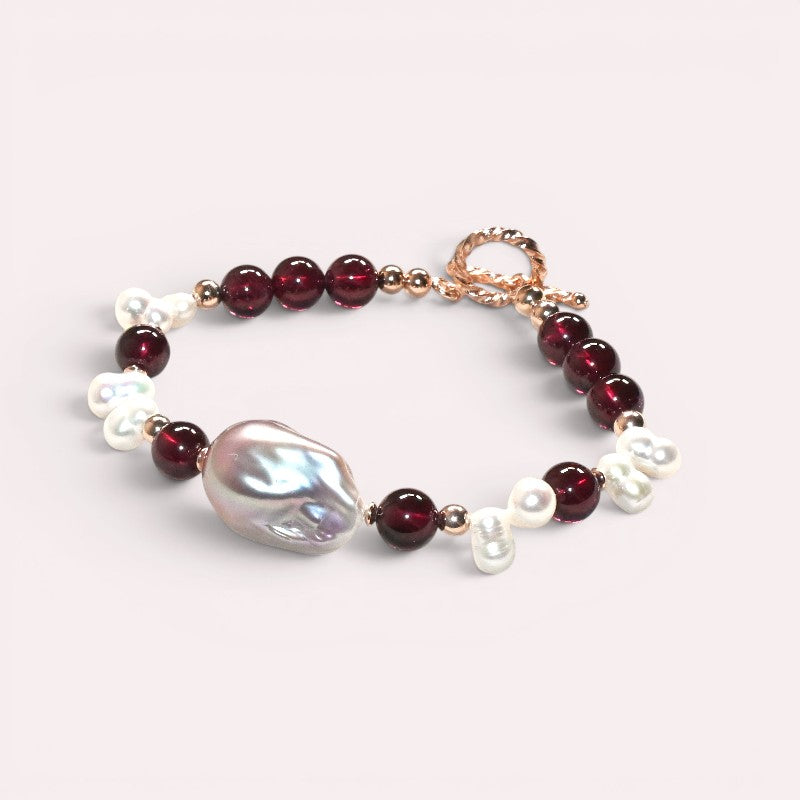 Freshwater Pearl w/ Purple Garnet Bracelet