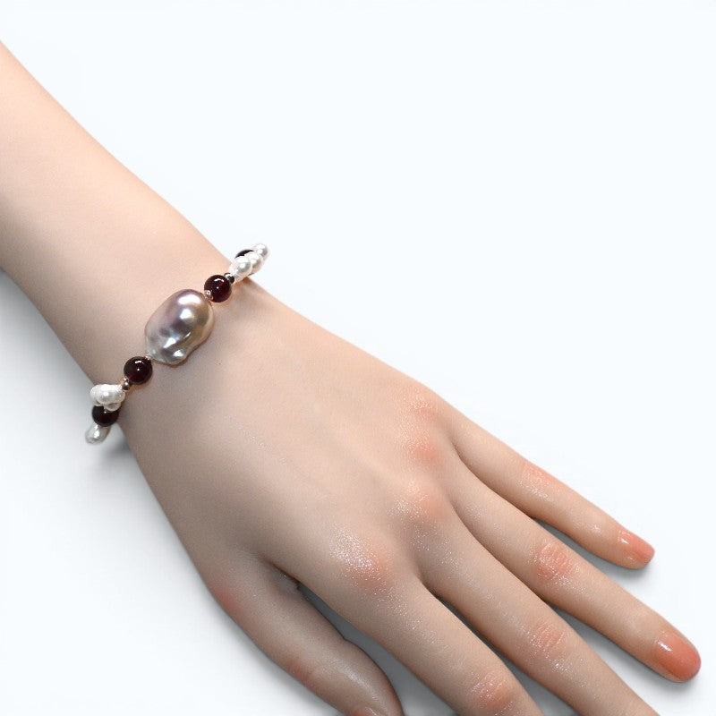 Freshwater Pearl w/ Purple Garnet Bracelet