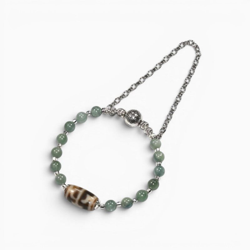 Wujie Boundless Dzi Bead w/ Green Kyanite Bangle