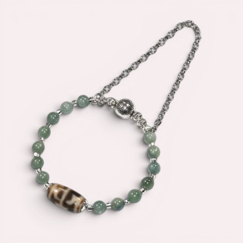 Wujie Boundless Dzi Bead w/ Green Kyanite Bangle