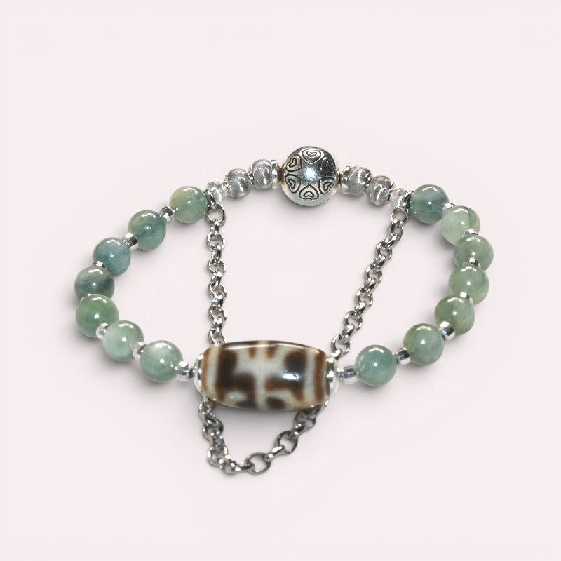 Wujie Boundless Dzi Bead w/ Green Kyanite Bangle