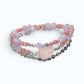 Rose Quartz Charm + Lavender Quartz w/ Rhodochrosite Dual- Loop Bracelet