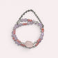 Rose Quartz Charm + Lavender Quartz w/ Rhodochrosite Dual- Loop Bracelet