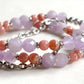 Rose Quartz Charm + Lavender Quartz w/ Rhodochrosite Dual- Loop Bracelet