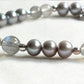 Horse Tooth Dzi Bead +  Grey Moonstone w/ Akoya Pearl Bangle