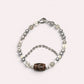 Horse Tooth Dzi Bead +  Grey Moonstone w/ Akoya Pearl Bangle