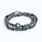 Black Sunstone w/ Devil Blue Aquamarine Dual -Loop Bracelet