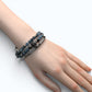Black Sunstone w/ Devil Blue Aquamarine Dual -Loop Bracelet