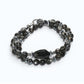Blackgold Super Seven Quartz Charm w/ Black Skeletal Sunstone Dual -Loop Bracelet