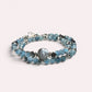 Black Sunstone w/ Devil Blue Aquamarine Dual -Loop Bracelet