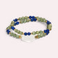 Moonstone Charm + Green Rutilated Tourmaline Quartz w/ Lapis Lazuli Dual- Loop Bracelet