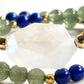 Moonstone Charm + Green Rutilated Tourmaline Quartz w/ Lapis Lazuli Dual- Loop Bracelet