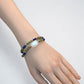 Moonstone Charm + Green Rutilated Tourmaline Quartz w/ Lapis Lazuli Dual- Loop Bracelet