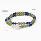 Moonstone Charm + Green Rutilated Tourmaline Quartz w/ Lapis Lazuli Dual- Loop Bracelet