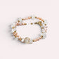 Golden Rutilated Quartz Charm + Mozambique Rose Quartz + Moonstone w/ Freshwater Pearl Dual- Loop Bracelet