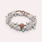 Alashan Agate Charm + Pink Morganite +Aquamarine w/ Freshwater Pearl Dual- Loop Bracelet