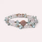 Alashan Agate Charm + Pink Morganite +Aquamarine w/ Freshwater Pearl Dual- Loop Bracelet